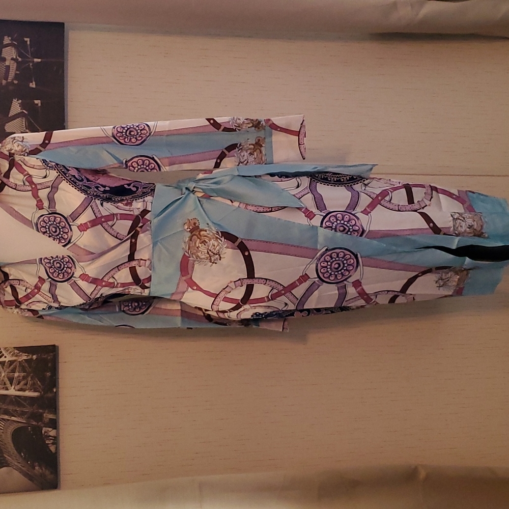 Baroque Print Wrap Dress - Picture 1 of 8